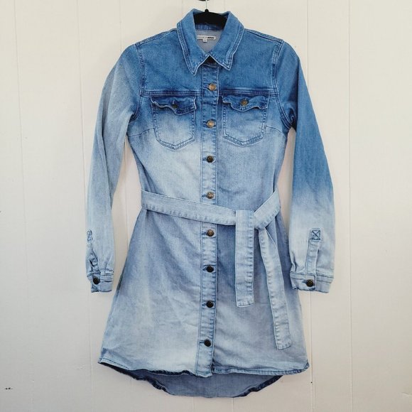 Fashion Nova Dresses & Skirts - Fashion Nova Womens M Kelston Denim Mini Shirt Dress Ombre Blue Wash